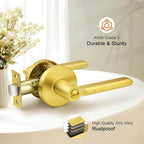 Probrico Privacy Door Handle Interior Gold Door Lever, Gold Door Handles Interior for Bedroom Bathroom, Wave Style Door Handle Reversible, 2 Pack