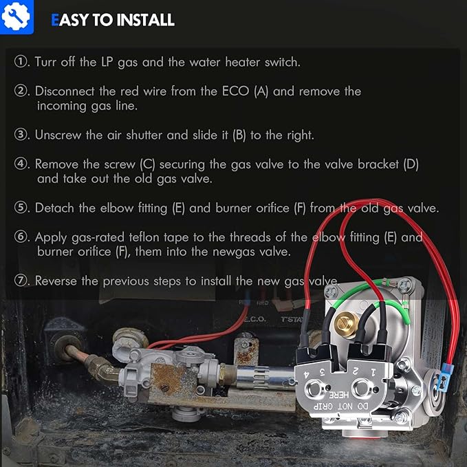92089 RV Water Heater Gas Control Valve Compatible with Dometic Atwood 10 Gallon Water Heater G10-3E GC10-2E GCH10A-2E GH10-1E GE16-EXT | Solenoid Gas Valve Replaces# 93870, 93869, 93844