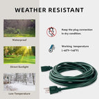 10ft Outdoor Extension Cord for Christmas Decorations - 16/3 Heavy Duty SJTW Waterproof Green Electrical Cable with 3 Prong Grounded Plug for Safety, Great for Lawn and Major Appliances