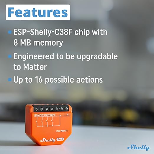 Shelly i4 Gen3 | WiFi Smart 4-Digital inputs Controller of Shelly Relays | Home Automation | Compatible with Alexa & Google Home | iOS Android App | No Hub | Remote Control | Multi-Click