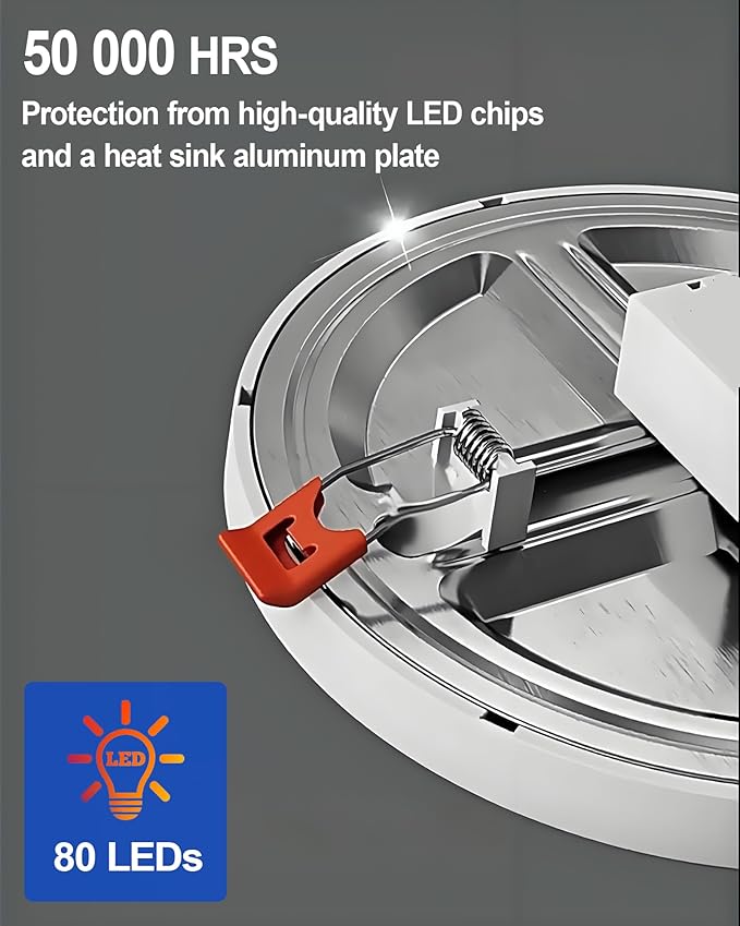 6 Inch Recessed Ceiling Light, Dimmable, 1050LM, 2700K-5000K 5CCT, Ultra-Thin, 1 Pack LED Recessed Lighting for Kitchen, Bedroom and Living Room