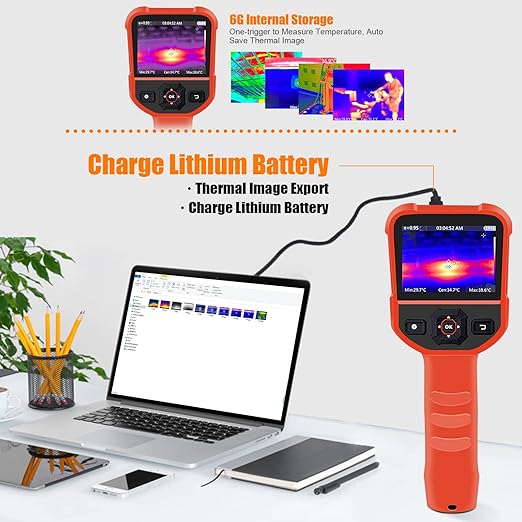 BTMETER Thermal Imaging Camera Gun, Infrared Temperature Imager 300,000 Pixels with 220 x 160 IR Resolution 6G Image Storage Measure Temp -4°F~626°F