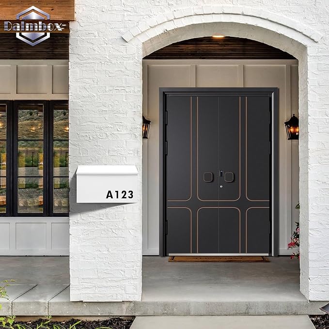 Dalmbox Wall-Mount Mailbox Large Mailbox for Post Rust-Proof Galvanized Steel Box for Outside or Townhouse Horizontal Style, White, 15.7” x 4.3” x 9.4”