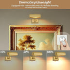 Picture Lights for Wall Hardwired, 8" Brass Picture Light, Brush Gold Art Light, 2700k Dimmable Gallery Lights, Vintage Wall Picture Light Painting Light for Artwork Poster Portrait Display