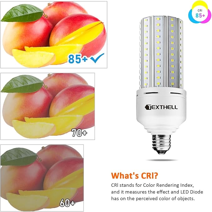 LED Light Bulb 500W Equivalent 7500 Lumen Led Corn Light Bulb,2 Pack 5000K Daylight White E26 LED Bulbs for Large Area Lighting Wide Application for Warehouse