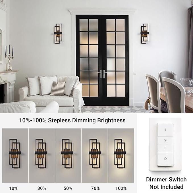 LamQee 20 Inch Modern Outdoor Wall Lights, Integrated LED 1000LM Exterior Lighting Fixture Dual Rectangle Outdoor Sconce, Black Metal Wall Mount Porch Light Outside Lamp for House Garage Door Patio