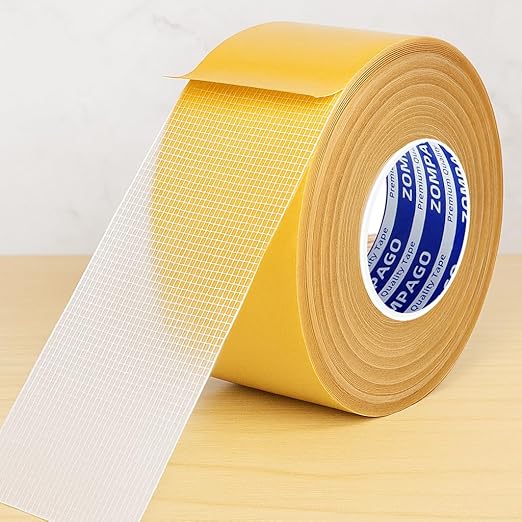 Heavy Duty Double Sided Mounting Tape, 2inx66FT, Clear Mesh Grip, Extra Strong Adhesive for Carpets, Wall Mounting, Picture Hanging and DIY Projects,Hand Tearable,Weatherproof