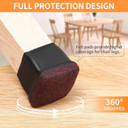Ezprotekt 8 Pcs Extra Large Square Chair Leg Floor Protectors, Silicone Felt Furniture Pads for Hardwood Floor, Dining Table Bar Stool Leg Protectors Leg Cups Covers (XL Fit: 1.5" - 2", Black)