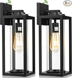 Dusk to Dawn Outdoor Wall Light Fixtures - 2 Packs Exterior Waterproof Outdoor Lighting, Modern Porch Sconces Wall Mounted Lighting, Industrial Anti-rust Matte Black Outside Lantern for Front Door