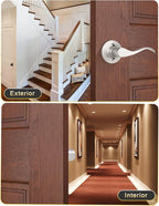 Mengico 1 Set Door Handles Interior,Satin Nickel Door Lever Lock,Interior Dummy Door Handles (Right & Left)