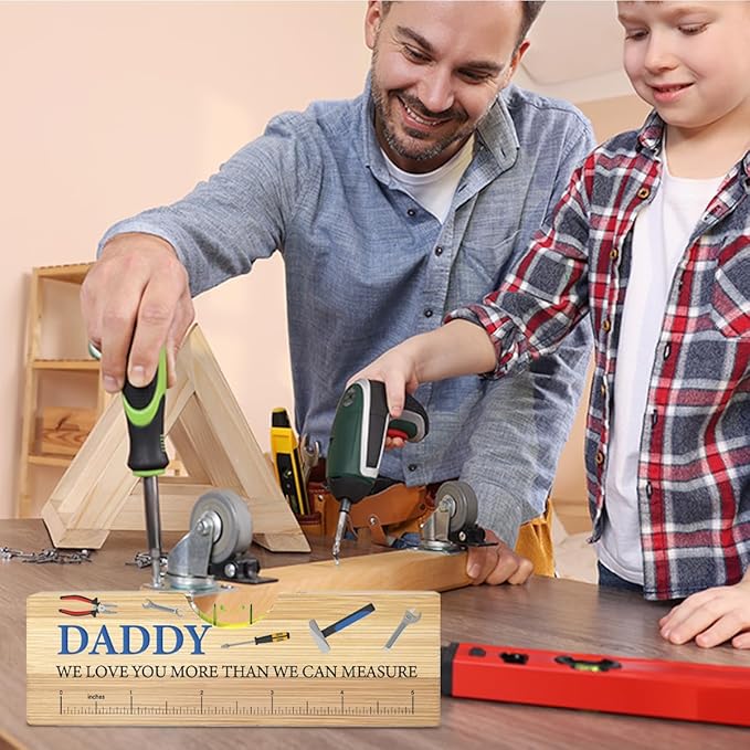 Christmas Gifts for Daddy from Daughter Son, Best Father Gifts for Bonus Dad, Birthday Fathers Day Valentines Gift for Dad Stepdad Wooden Spirit Level A1