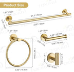 TQKAG 5 Piece Bathroom Accessories Set Brushed Gold Bathroom Hardware Set 23.6 Inch Bath Towel Bar Set SUS304 Stainless Steel Towel Rack Set