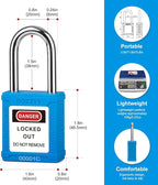 Lockout Tagout Locks with 2 Master Keys｜12-Pack Blue OSHA Loto Lock｜Keyed Different & Laser Coding｜Lock Out Padlock Kits for Machinery & Electrical Panels