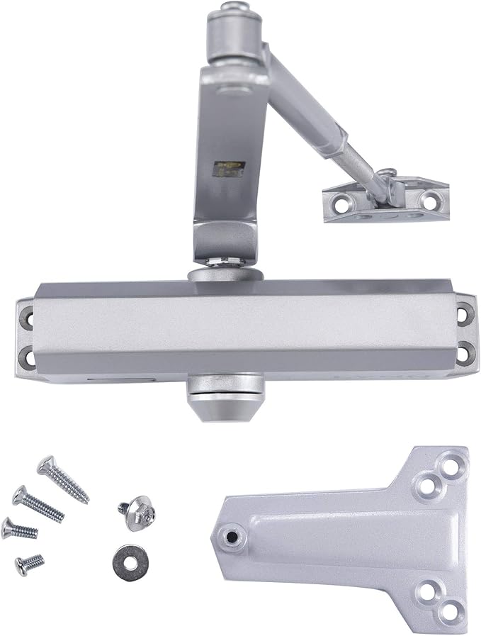 CLG HARDWARE DC6003 Medium Duty Commercial Door Closer - Surface Mounted, Automatic Door Closer, Cast Aluminum - UL 3 Hour Fire Rated, Size 3 for Residential & Light Commercial Doors - US26D Aluminum