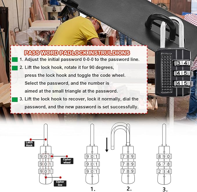 5 Inch Door Locks Hasp Latch 2 Pack,304 Stainless Steel Safety Padlock Clasp Hasp Lock Latch with Combo Lock & Padlock,Heavy Duty Gate Latch Lock with Screws(Black)