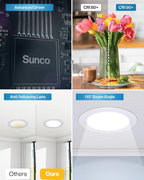 Sunco 24 Pack 4 Inch LED Recessed Lights, Canless Ceiling Light Slim, 650 LM, 10W, Selectable CCT 2700K/3000K/4000K/5000K/6000K, Dimmable, Wafer Thin, with Junction Box ETL