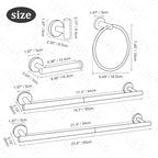 TURS Matte Black 8 Pieces Bathroom Hardware Set, SUS304 Stainless Steel 24 Inch and 20 Inch Bath Towel Bar Set, Round Bathroom Accessories Kit Wall Mounted Towel Holder