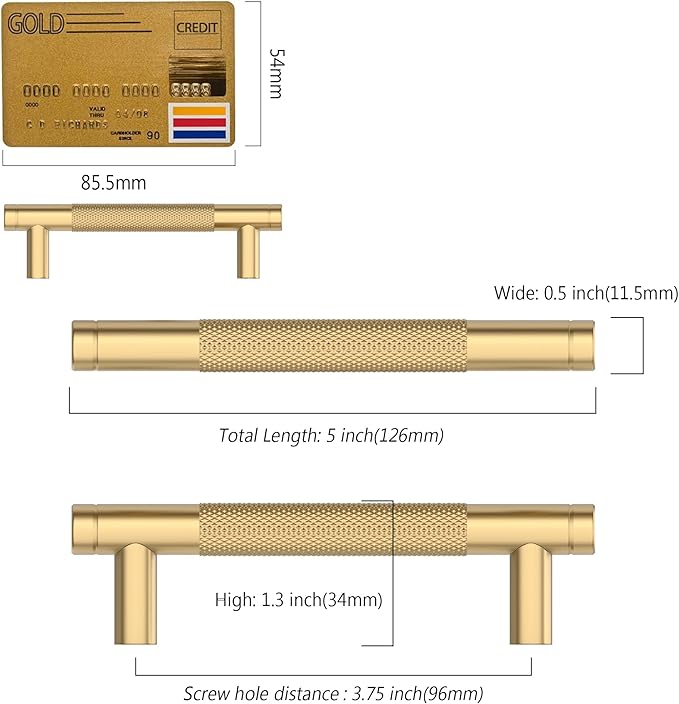 Amerdeco 10 Pack Champagne Bronze Cabinet Pulls, 3.75 Inch(96mm) Hole Center, Kitchen Cabinet Handles