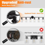 DLLT 6-Light Bathroom Light Fixtures: Black Modern Vanity Lights with E26 Bulbs - Clear Glass Shade Bathroom Wall Lamp for Mirror Kitchen Living Room Hallway Cabinet Porch