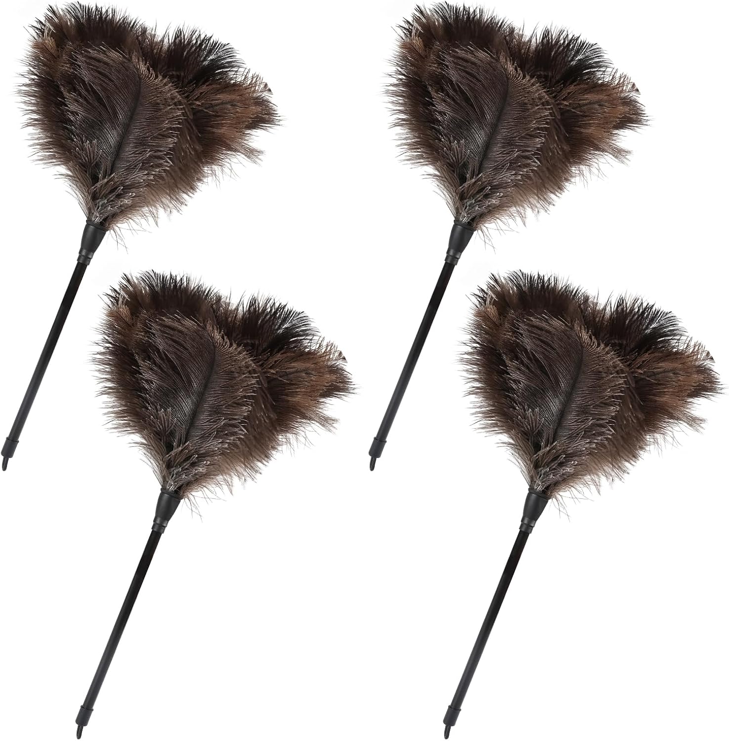 Ostrich Feather Duster-14.9 Inch Mini Natural Feathers Dusters with Plastic Handle Reusable Handheld for Cleaning Supplies Home Car Office(4pcs)