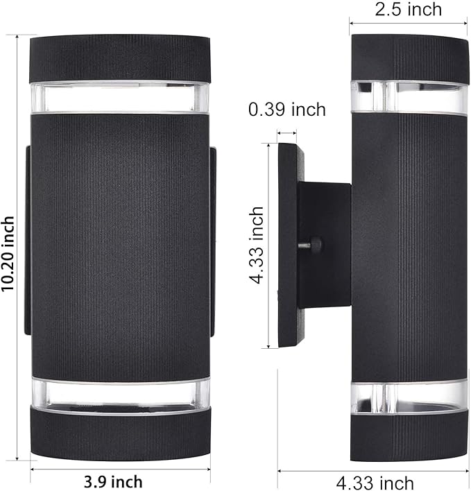 Dusk to Dawn Outdoor Lighting, Bling Exterior Wall Sconce - ETL Listed, Outdoor Light Fixtures Wall Mount Cylinder Design -White Up Down Outdoor Lights for House, Porch, Backyard (2 Pack)