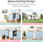 COMFEE' Portable Washing Machine, 0.9 cu.ft Compact Washer With LED Display, 5 Wash Cycles, 2 Built-in Rollers, Space Saving Full-Automatic Washer