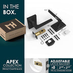 Mega Handles Apex Privacy Door Handle - 1 Pack Reversible Interior Black Door Handle, Heavy Duty Bed & Bath Door Handles with Privacy Door Lock, Fits All Standard Doors - Matte Black