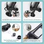 GIMILI Matte Black Kitchen Faucet with Pull Down Sprayer Single Handle High Pressure Kitchen Sink Faucet Commercial Double-Headed Kitchen Faucets