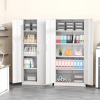 Greenvelly White Metal Storage Cabinet for Garage, 72” Steel Locking Cabinet with Doors and 4 Shelves, Tall Tool Organizer for Garage Systems Lockable File Storage for Home Office, Classroom