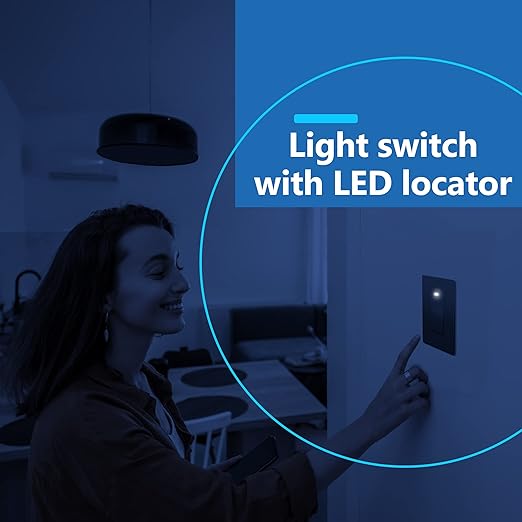 LIDER Minimalist Design Matte Finish Lighted Decorator Switch, Frameless Paddle Light Switch with Locator Light, Grounding Screw, 15A 125V, UL Listed, LS15-1P-SG5P, Space Gray, 5 Pack