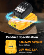 DCB112 20V MAX Battery Charger Replacement for Dewalt Battery Charger, Compatible with Dewalt 12V-20V Battery