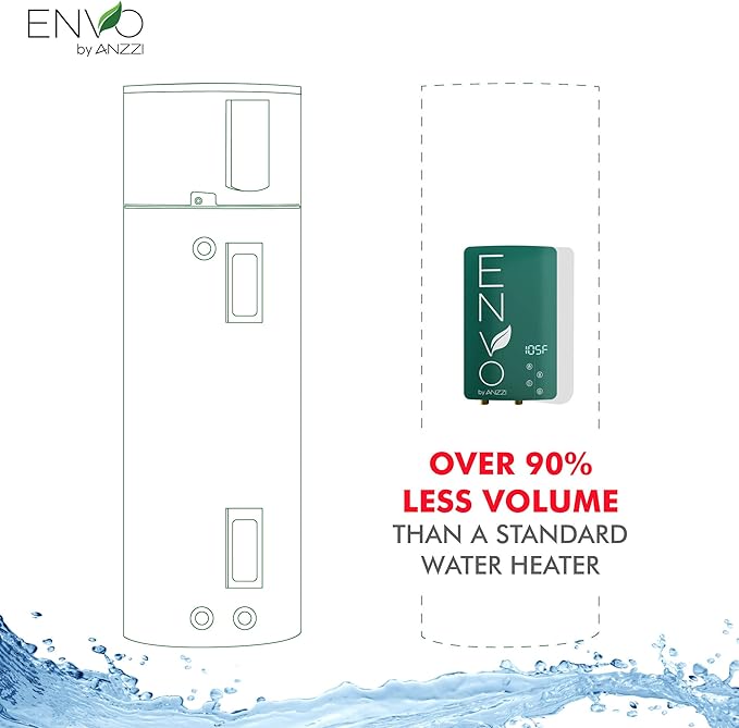 ANZZI Envo ANZZI Electric Tankless Water Heater 14.6 kW at 240 Volts, Small Enough to Install Anywhere - For for kitchen or bath faucet and shower (WH-AZ146-M2)