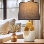 Lamp Shades Set of 2 - Drum Lampshades 11.4" x 12.9" x 9.8" Inches, Fabric Medium Replacement Lampshades for Table Lamp, Floor Lamp, Assembly Required, Spider,Linen