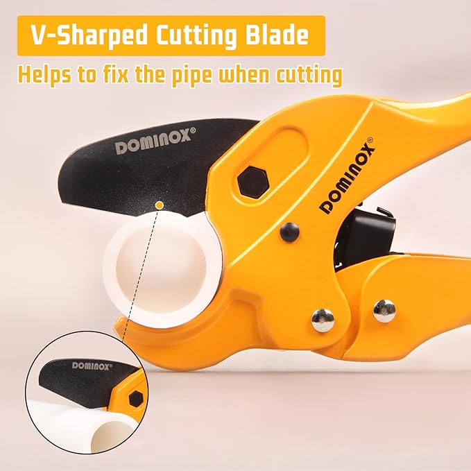 DOMINOX 1 1/4'' Ratchet Type Pipe Cutter, Suitable for professional plumbers and DIY Home worker, Suitable for cutting Pex, PVC and PPR plastic hoses and Plumbing Pipe.