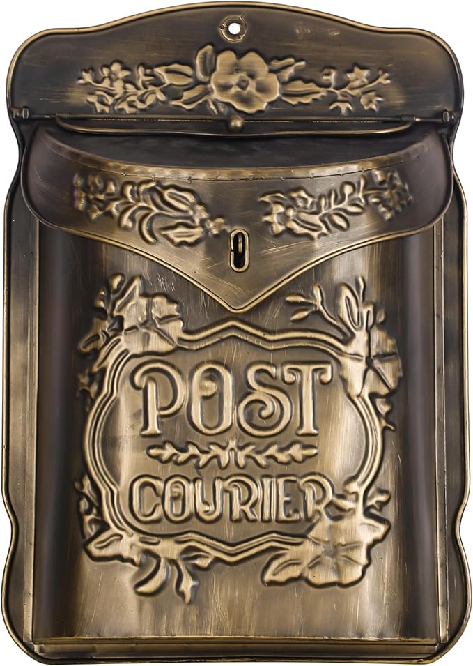 Uniclife Wall Mount Mailbox, Mailboxes for Outside, Decorative Vintage Mailbox, Metal Mail Box for House Decorations, Door Mail Box Decor for Home Garden & Outdoor, (No Locking Mechanism)