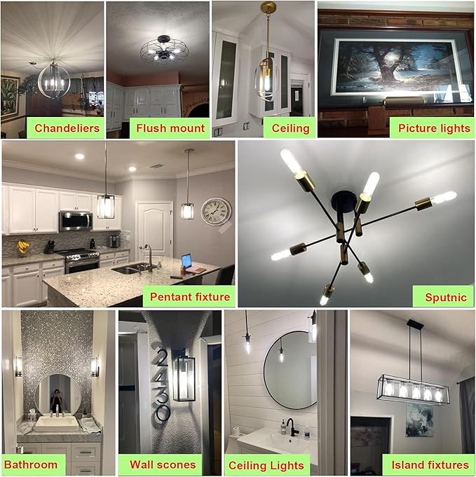 5 Inch E26 Led Bulb Equal 80 Watt, 4000k Neutral White Edison Bulb 6W Dimmable, 800LM T10 T9 Clear Glass Tubular Light Bulbs AC 120V for Chandelier Pipe Pendant Wall Light - UL Cert 6Pack