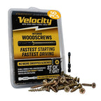 Velocity Interior 2 3/4 Wood Screws DIY Pack (Size #10, 50 Pcs) – Zinc and Yellow Coating, Stick-Tight Technology Screw for Wood Working with PSD ACR Driver Bit