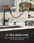 Touchless Oil Rubbed Bronze Kitchen Faucet with Soap Dispenser, DAYONE Single Handle Faucets for Kitchen Smart Motion Sensor Activated Hands-Free Pull Down, Robinet de Cuisine sans Contact