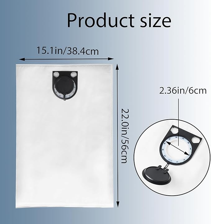 3931 3931A Vacuum Filter Bags Replacemen for Wet/Dry Dust Collector/vacuum Cleaner Model，VAC013, White, Pack of 10