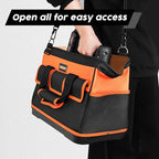 16 Inch Tool Bag Heavy Duty Tool Box Organizer, Portable Tool Organizers and Storage Bag, Tactical Toolbox with Anti-Slip Base & Adjustable Strap for Electrician, DIYer, HVAC, Mechanic