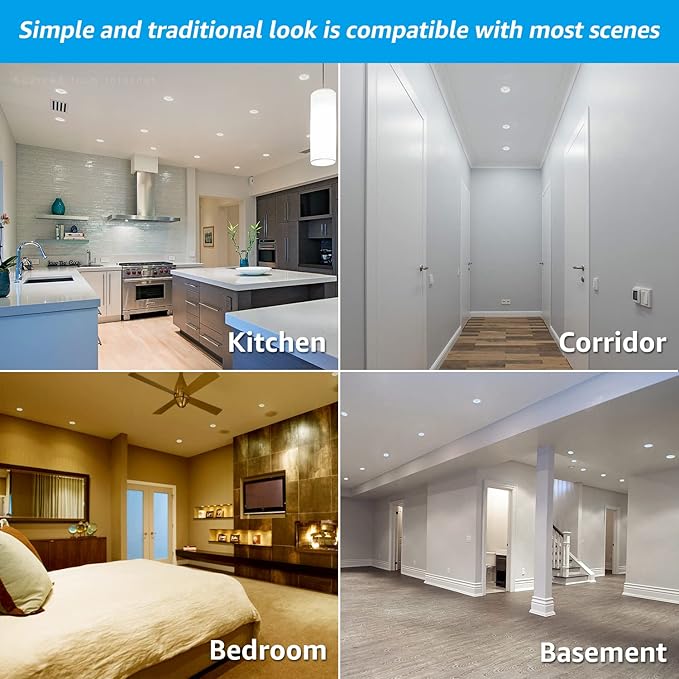 TORCHSTAR 8-Pack 5CCT 4 Inch LED Recessed Lighting Retrofit Downlight, Aluminum Anti-Glare Deep Baffle Trim, 800LM 10W=100W, CRI90 Dimmable Remodel Can Lights, JA8 ETL, 2700K3000K3500K4000K5000K