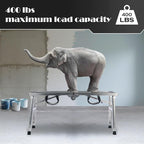 Folding Work Platform Height Adjustment 19-27"(H) Portable Steel Step Ladder Stool for Home, Office, Workshop and Garage, Maximum Load 400lbs