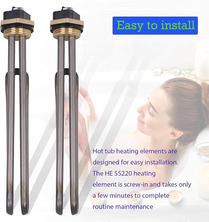 2 Pack Titanium HE 55220 Water Heating Element,for EcoSmart ECO POU6 ECO8 ECO11 Rheem, Eemax, Richmond element for water heater,Electric Tankless Water Heater Element Replacemen,5.5kW 220V or 6kW 240V