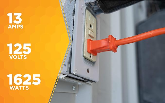 Southwire Outdoor Power Extension Cord - Ideal for Landscaping & Outdoor Equipment - Bright Orange Jacket - SJTW Rated - Durable Molded Plug - 16/2 SJTW - 50 Foot Length