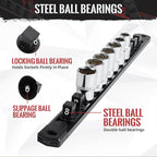 Magnetic Socket Organizer, 1-Piece Heavty Duty Aluminum Socket Holder, Socket Rail for Tool Box, Premium Quality 360° Swivel Socket Rack with 14 Clips for 3/8-Inch(Black)