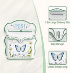 Mailbox Wall Mount Mailboxes for Outside Vintage Mail Boxes for House Outside Metal Drop Box Antique Style Nostalgic Charm Home Decorative, Butterfly Pattern, White