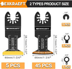 50PCS Curved-Edge Oscillating Tool Blade, Titanium multitool blades for Metal, Wood, Plastic, Professional Universal oscillating saw blades Fit Dewalt Milwaukee Ryobi Rockwell Fein