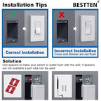 BESTTEN 2 Pack Almond Dimmer Wall Light Switch, Compatible with Dimmable LED, CFL, Incandescent and Halogen Bulb, Single Pole or 3-Way Dimmer Switches, 120VAC, Decorator Wall Plate Included,