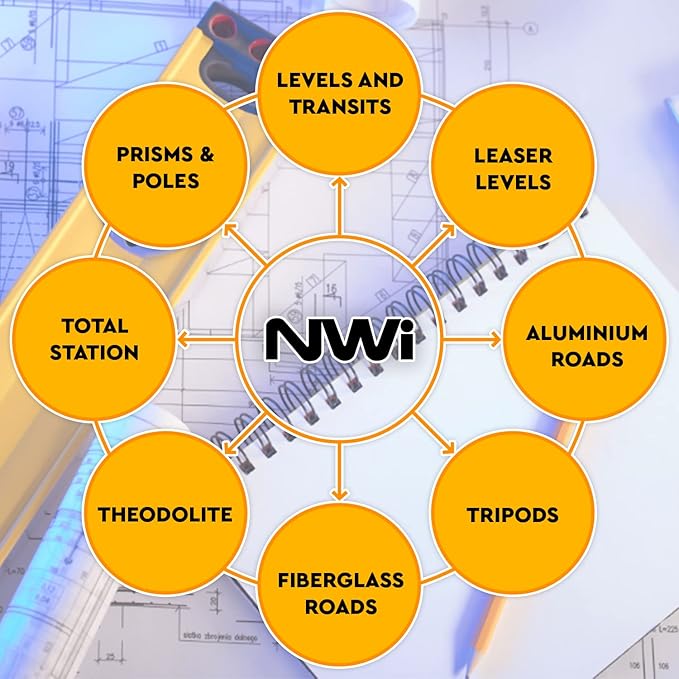 NWI NSL100B Siteline Level 20x Magnification, 1/4 Inch Accuracy at 100ft, 200ft Range Surveying Equipment, Plumb Bob Manual Precision Survey Transit