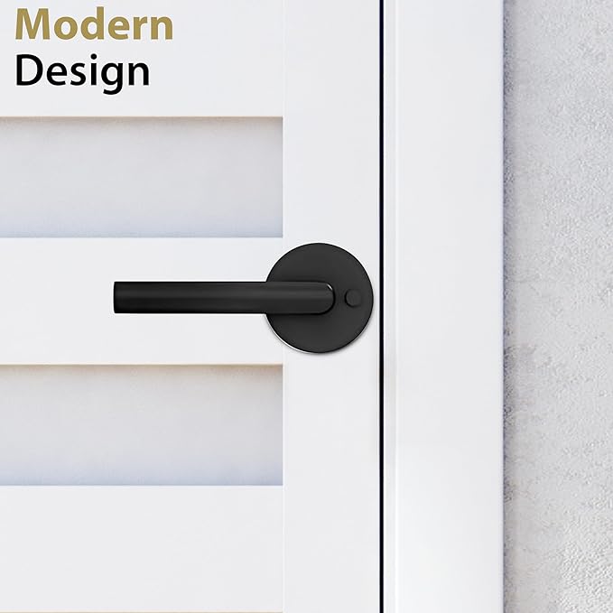 Mega Handles Ronn Privacy Lever & Lock Door Handle Set for Hallway, Closet and Bathroom, Keyless Lock, Heavy Duty Door Levers, Fits All Standard Door Sizes, Screws Included - Onyx (1 Pack)